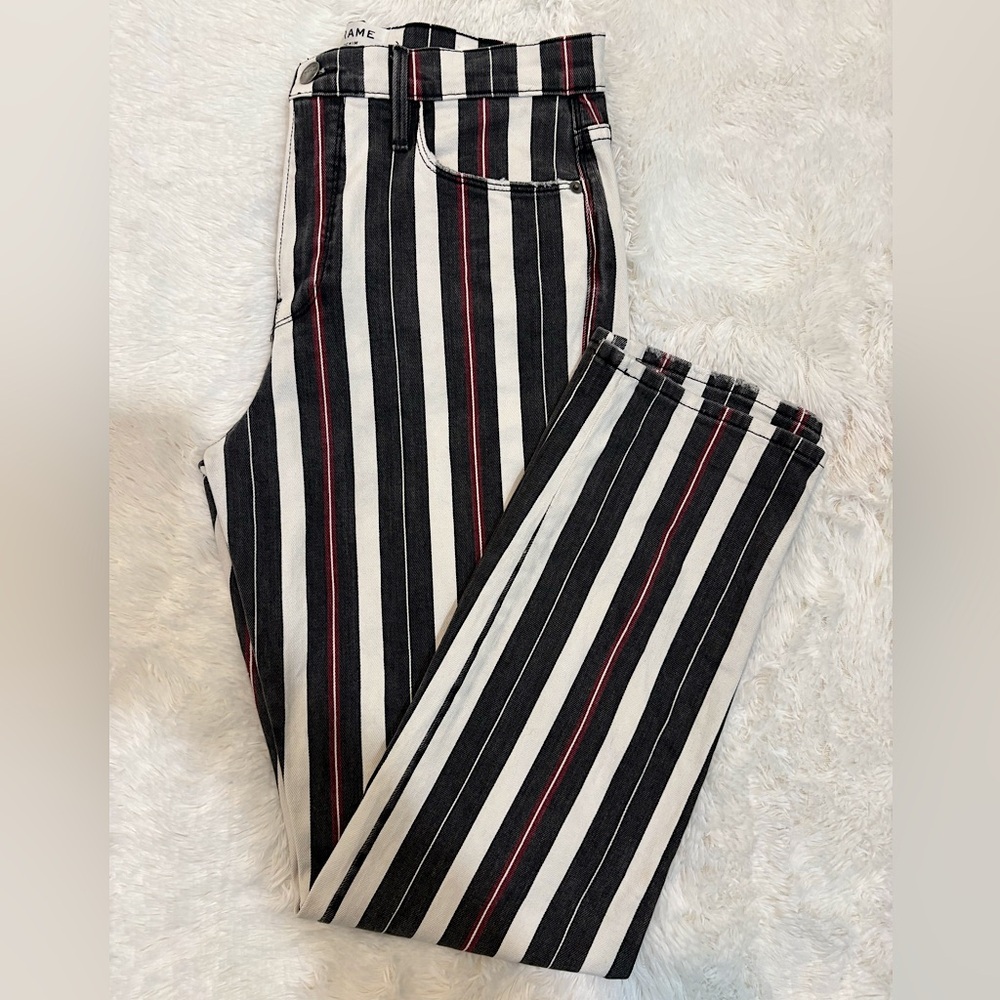 Frame Denim Le Sylvie Slender Straight Leg Striped Denim Jeans Size 28